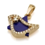 18K Gold Star of David & Dove of Peace Pendant with Lapis Stone and Diamonds - 3