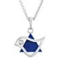 18K Gold and Lapis Lazuli Dove of Peace & Star of David Diamond Pendant Necklace (Choice of Color) - 3