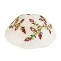 Yair Emanuel Embroidered Silk Kippah - Pomegranates - White - 3