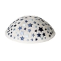 Yair Emanuel Embroidered Kippah With Stars (Blue / White) - 3