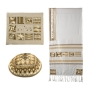 Yair Emanuel Embroidered Tallit Set With Square Patterns – Gold - 1