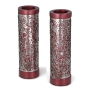 Yair Emanuel Floral Pomegranate Candlesticks with Metal Cutout – Variety of Colors - 3