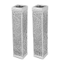 Yair Emanuel Tall Square Aluminum & Copper Candlesticks – Silver - 1