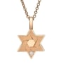18K Gold Double Star of David Pendant Necklace With Diamond - 7