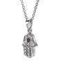 Yaniv Fine Jewelry 18K Gold and Diamond Hamsa Pendant With Red Ruby (Choice of Colors) - 2