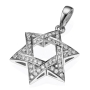 Yaniv Fine Jewelry 18K White Gold Star of David Domed Diamond Pendant - 1