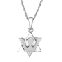 Yaniv Fine Jewelry 18K White Gold Star of David & Dove Pendant With White Diamond - 2