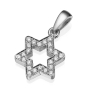 Yaniv Fine Jewelry 18K White Gold Star of David Outline Women's Pendant With White Diamonds - 1
