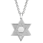 Yaniv Fine Jewelry Large 18K White Gold Double Star of David Pendant With Diamond - 2