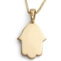 14K Gold Hamsa Pendant Necklace With White Diamond (Choice of Colors) - 3