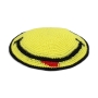Hand Made Knit Kippah With Smiley Face (Yellow) - 2