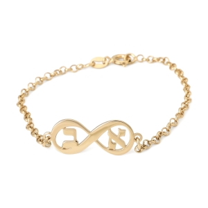 Double Thickness Silver Infinity Initials Bracelet (English/Hebrew)
