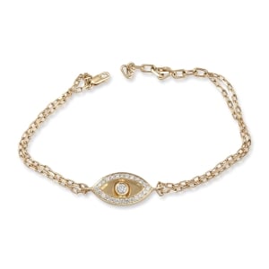 14K Gold Diamond Evil Eye Bracelet