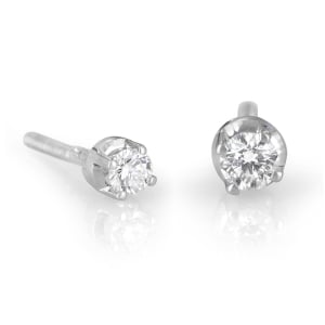 14K Gold 4-Prong Diamond Stud Earrings (Choice of Color)