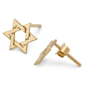 14K Gold Star of David Stud Earrings