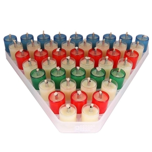 Set of 44 Pre-Filled Gelled Olive Oil Cups for Hanukkah: Multicolor (25 mm)