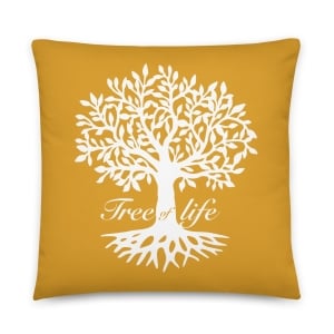 Tree of Life Silhouette Yellow Pillow