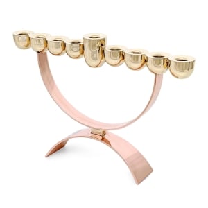 Bier Judaica Handcrafted Brass and Copper Hemispheres Hanukkah Menorah