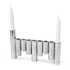 Bier Judaica 925 Sterling Silver Hammered Tubes Hanukkah Menorah
