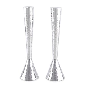 Bier Judaica Sterling Silver Hammered Cone Candlesticks