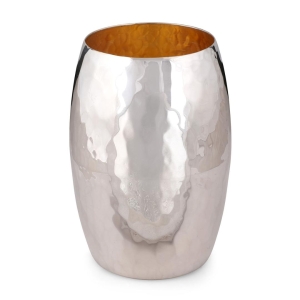 Bier Judaica 925 Sterling Silver Hammered Barrel Kiddush Cup