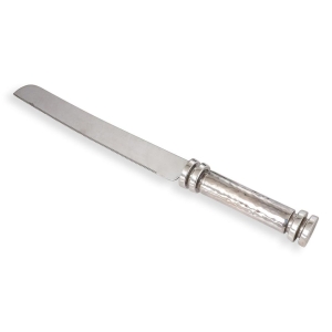 Bier Judaica 925 Sterling Silver Hammered 'Disc' Challah Knife
