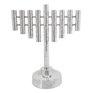 Bier Judaica 925 Sterling Silver Hammered Tubes Classic Hanukkah Menorah