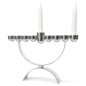 Bier Judaica 925 Sterling Silver Hemispheres Modern Hanukkah Menorah