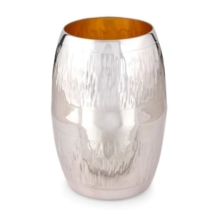 Bier Judaica 925 Sterling Silver 'Wooden Barrel' Kiddush Cup