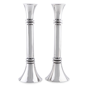 Bier Judaica Sterling Silver Disk Candlesticks