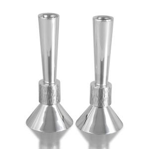 Bier Judaica Stylish 925 Sterling Silver Conical Shabbat Candlesticks
