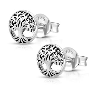 Tree of Life Sterling Silver Stud Earrings 