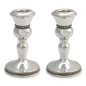 Handcrafted Sterling Silver Shabbat Candlesticks With Floral Filigree Design By Traditional Yemenite Art