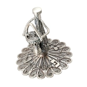 Sterling Silver Dreidel with Filigree Darbuka Drummer Design