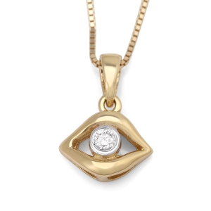 Chic Evil Eye 14K Gold Pendant Necklace With Diamond