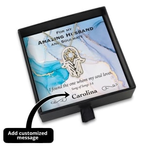 Amazing Husband Gift Box With Sterling Silver Hamsa & Gold Star of David Necklace - Add a Personalized Name For Someone Special!!!