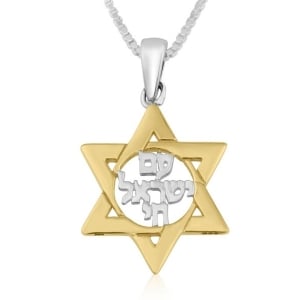 Gold Plated Star of David Am Yisrael Chai Necklace Pendant