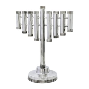 Bier Judaica 925 Sterling Silver Studded Tubes Modern Hanukkah Menorah