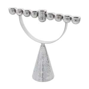 Bier Judaica 925 Sterling Silver Hammered Cone Hanukkah Menorah