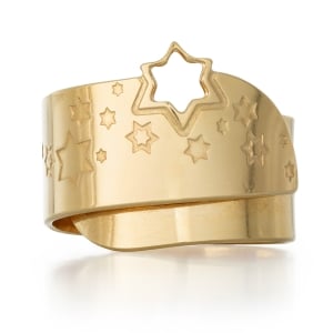 Handcrafted Adjustable Unisex Star of David Ring with Priestly Blessing - Silver or Gold Plated