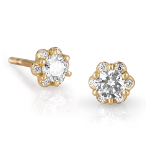 14K Gold Halo Diamond Stud Earrings 0.66 ct (Choice of Color)