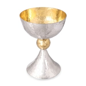 Bier Judaica Deluxe 925 Sterling Silver Kiddush Cup With Hammered Finish