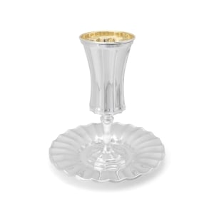 Hadad Bros 925 Sterling Silver Stemmed Kiddush Cup With Ridged Design