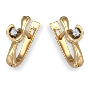 14K Gold Luxury Earrings Set With Diamonds