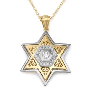 Anbinder Jewelry 14K Gold Star of David Pendant with Diamonds (Color Option)