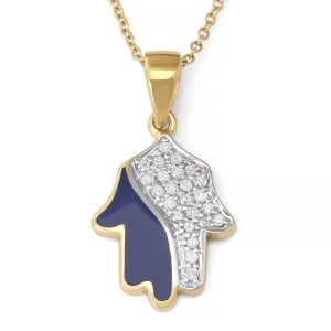 14K Gold Diamond Women's Hamsa Pendant Necklace