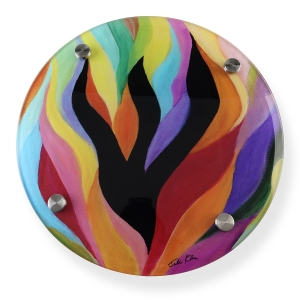 Jordana Klein Colorful Letter Shin Glass Challah Tray