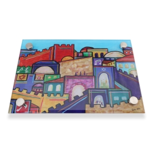 Jordana Klein Glass Shabbat Candlesticks Tray – Jerusalem