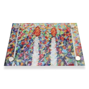 Jordana Klein Brushstroke Shabbat Candles Glass Tray for Shabbat Candlesticks