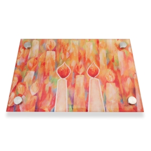 Jordana Klein Fiery Shabbat Glass Tray for Shabbat Candlesticks